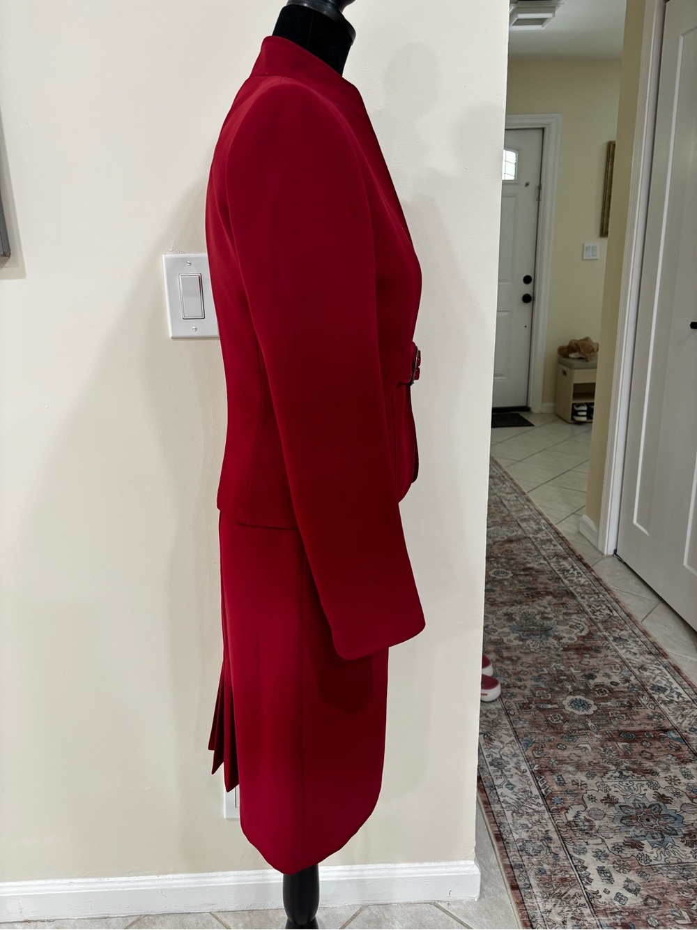 Tahari Crimson Peplum Belted Blazer and Skirt - Picture 6 of 8